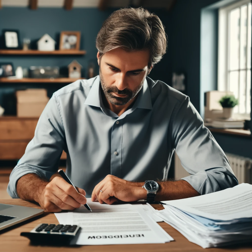 Man filling in form at a desk